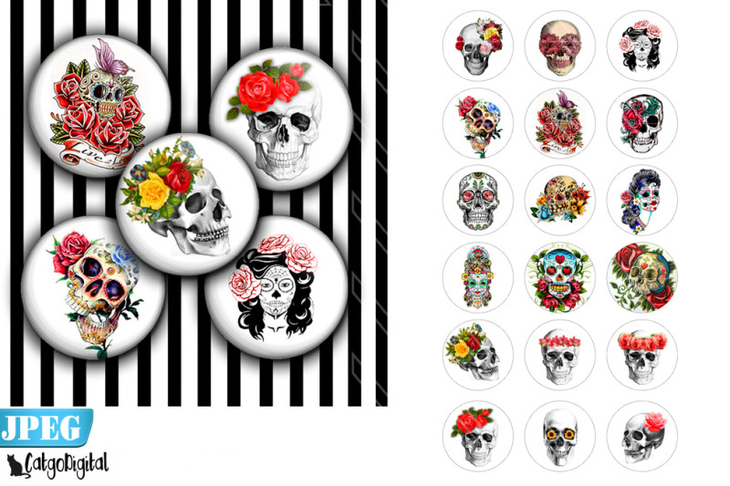 flower-skulls-printable-digital-images-sugar-skulls