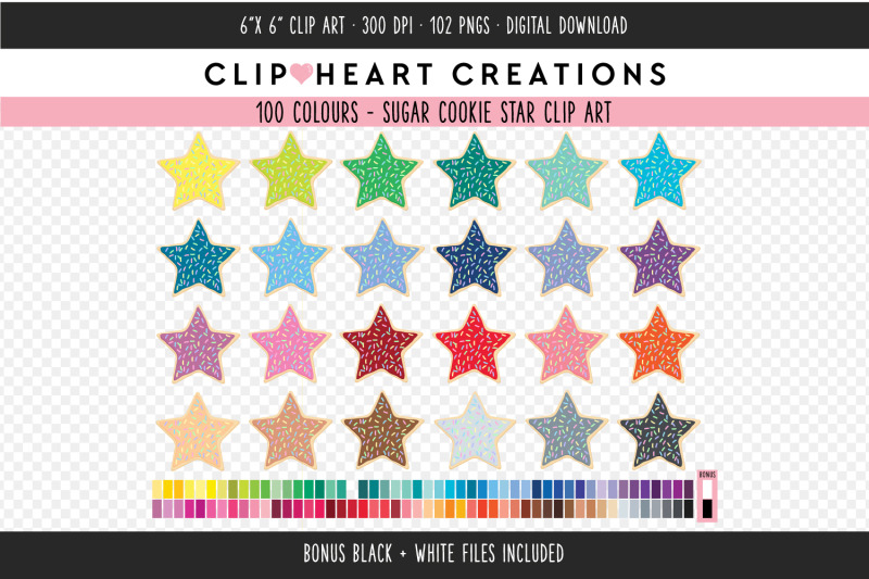 star-sugar-cookie-sprinkles-clipart-100-colours