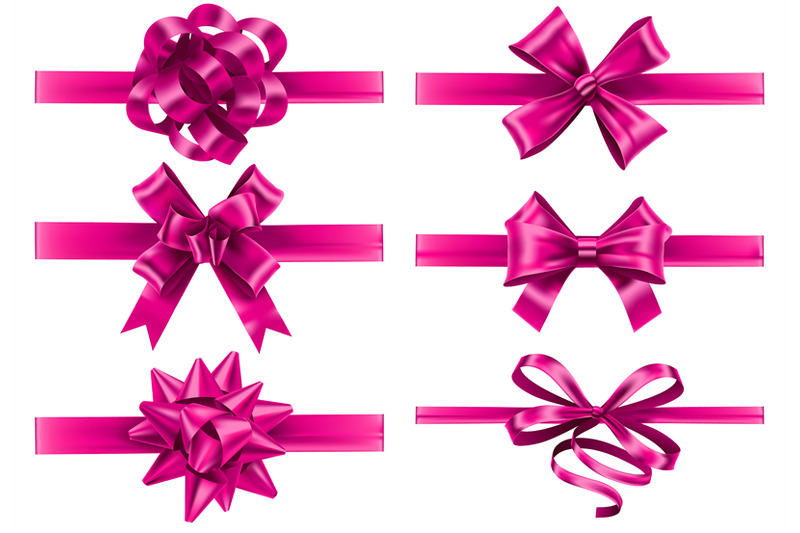 realistic-pink-ribbons-with-bows-festive-wrapping-bow-pinks-silk-rib