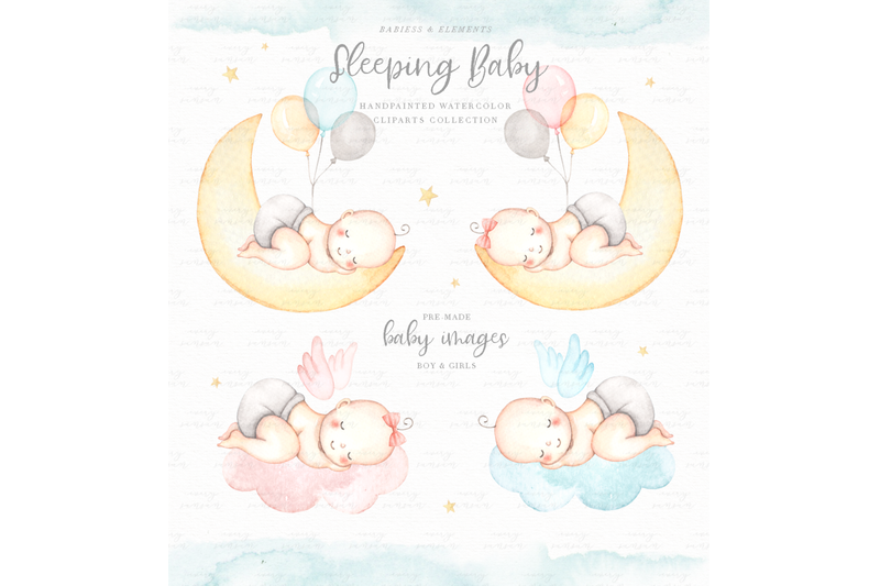 sleeping-baby-watercolor-clip-arts