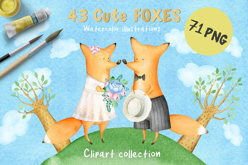43-cute-foxes-watercolor-clipart