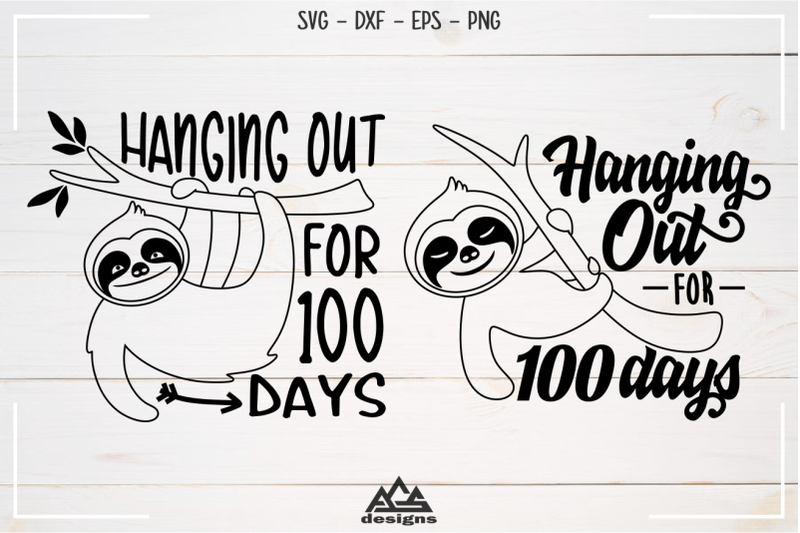 sloth-hanging-out-for-100-days-svg-design