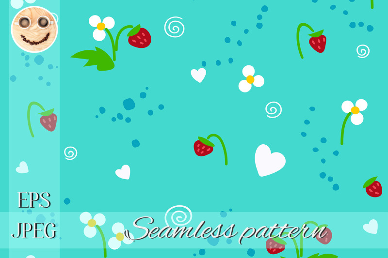 strawberry-on-the-blue-seamless-pattern