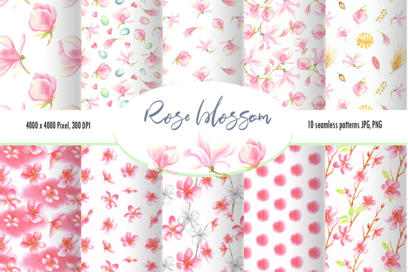 watercolor-rose-blossom-patterns