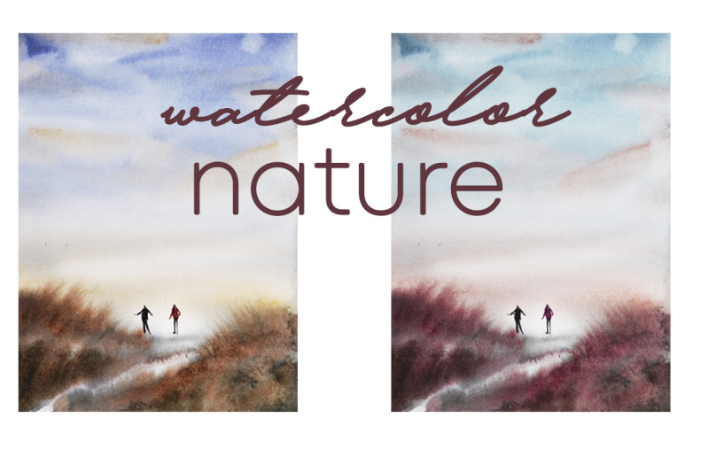 watercolor-landscape-and-nature-with-people