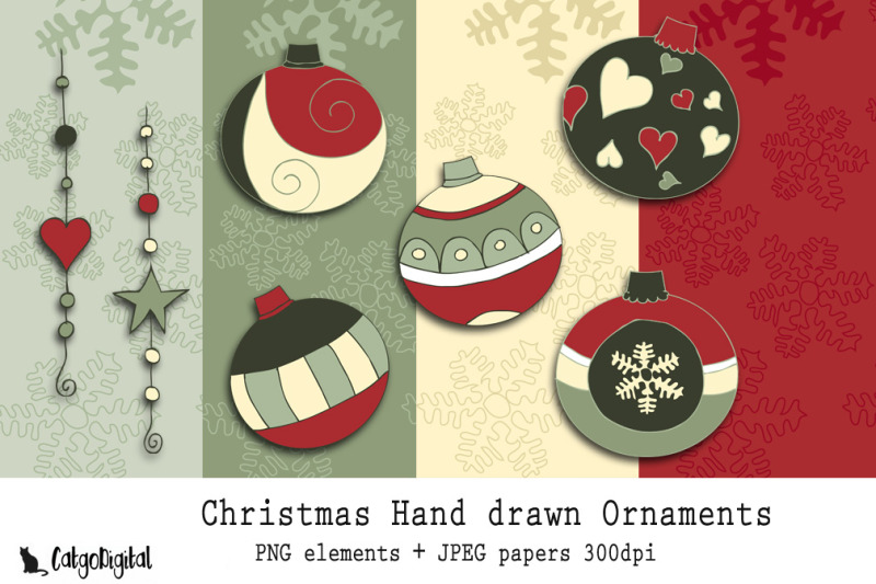 christmas-hand-drawn-ornaments-scrapbooking-papers