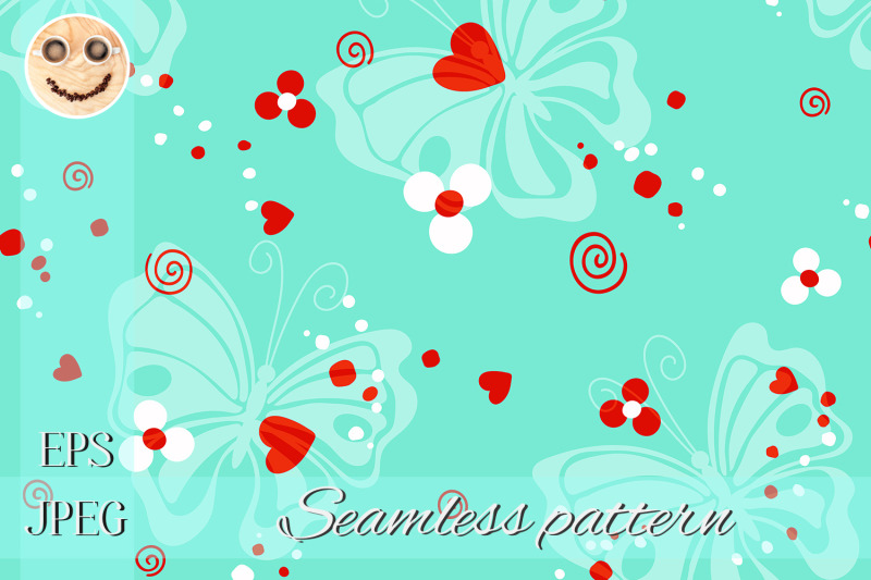 butterfly-red-heart-on-turquoise-seamless-pattern