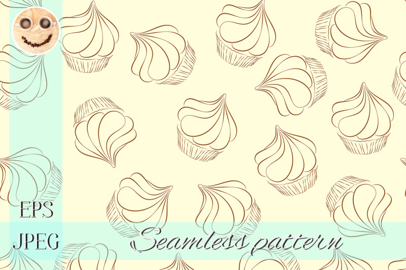 brown-cupcake-sketch-on-the-beige-seamless-pattern