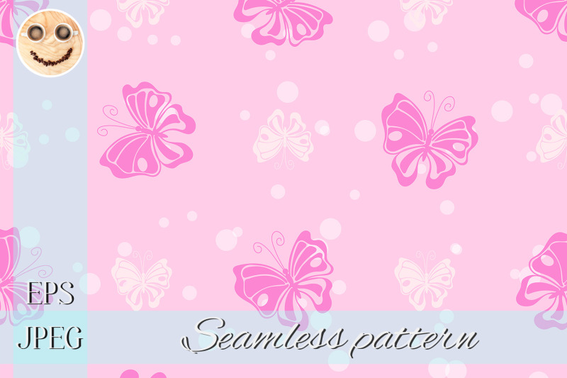 pink-butterfly-white-ink-drops-vector-seamless-pattern