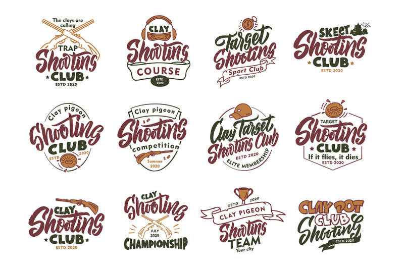 logo-set-of-vintage-clay-shooting