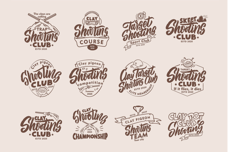 logo-set-of-vintage-clay-shooting