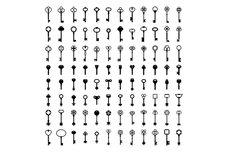 key-silhouettes-vintage-house-keys-retro-safe-key-and-security-acces