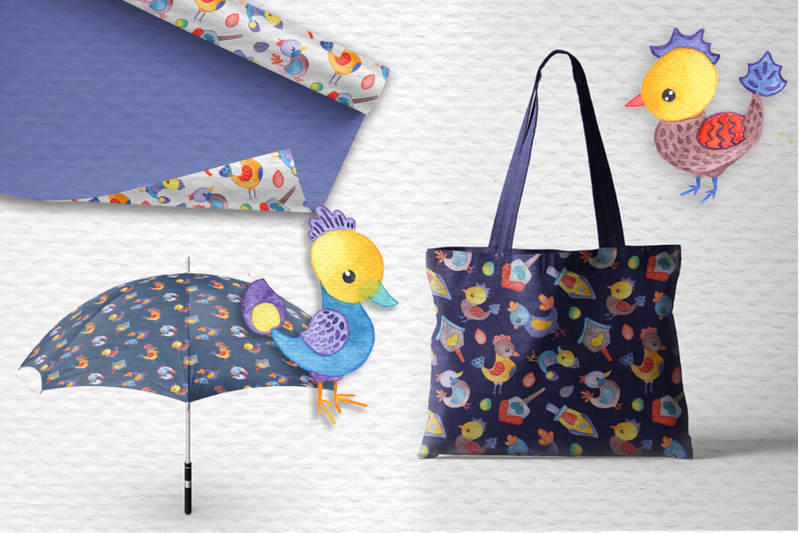 watercolor-birds-spring-pattern-set