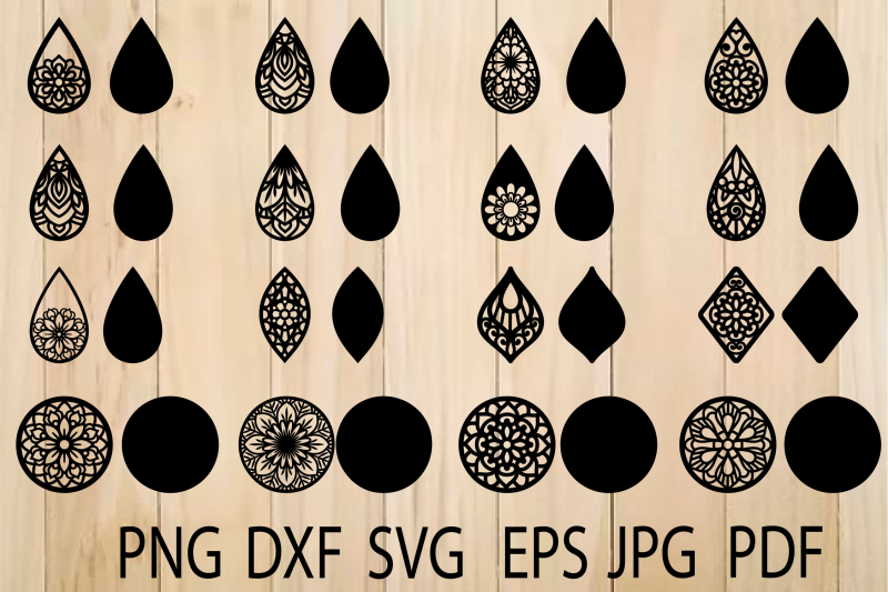 Download Earrings SVG, Mandala Earring SVG, Earrings Template By JulyDigitalImages | TheHungryJPEG.com