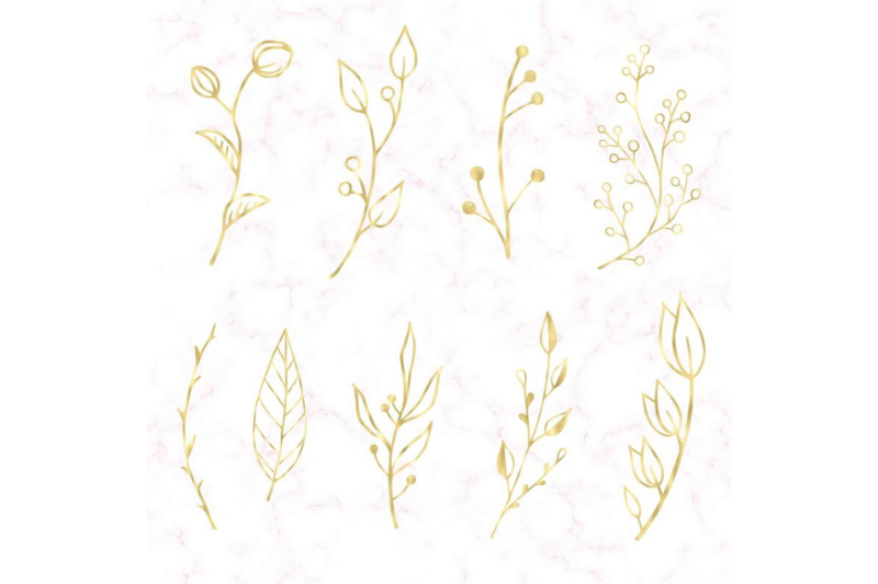 42-gold-floral-clip-arts-hand-drawn-gold-flower-elements