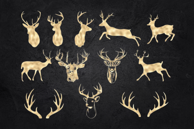 deer-clipart-antler-clip-art-gold-glitter-deers