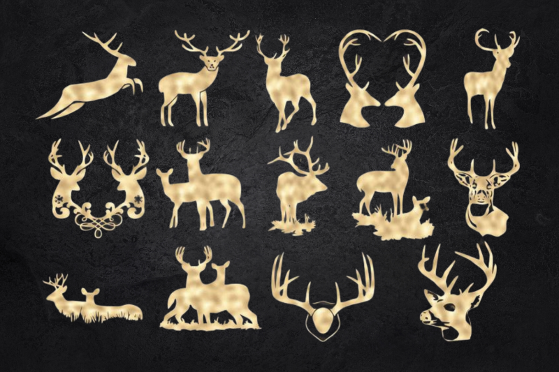 deer-clipart-antler-clip-art-gold-glitter-deers