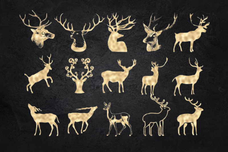 deer-clipart-antler-clip-art-gold-glitter-deers