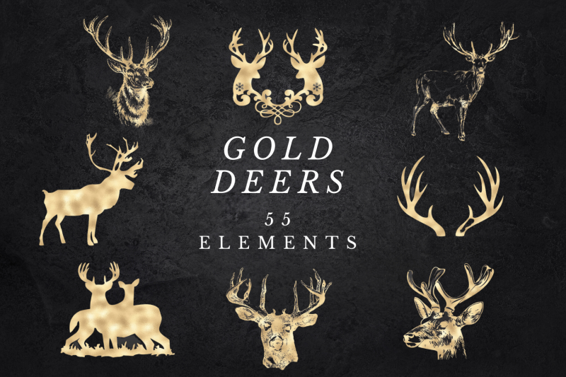 deer-clipart-antler-clip-art-gold-glitter-deers