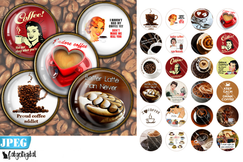 coffee-digital-round-images-digital-collage-sheet