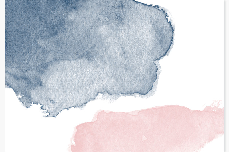 Watercolor Stains Blush Pink Navy Blue Beige Grey Washes By