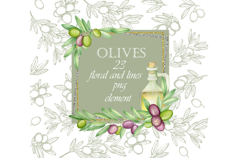 olives-floral-elements-watercolor-clipart-branches-leaves-twigs-g