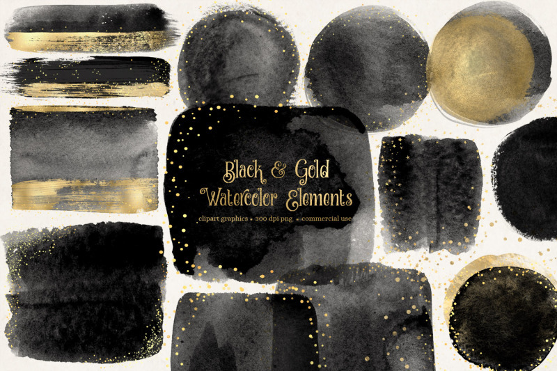black-and-gold-watercolor-elements