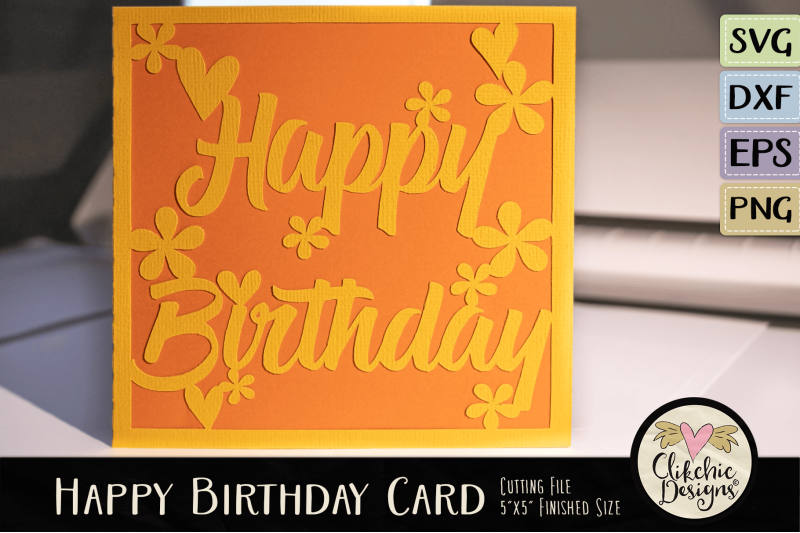 Download Floral Happy Birthday Card SVG Cutting File By Clikchic Designs | TheHungryJPEG.com