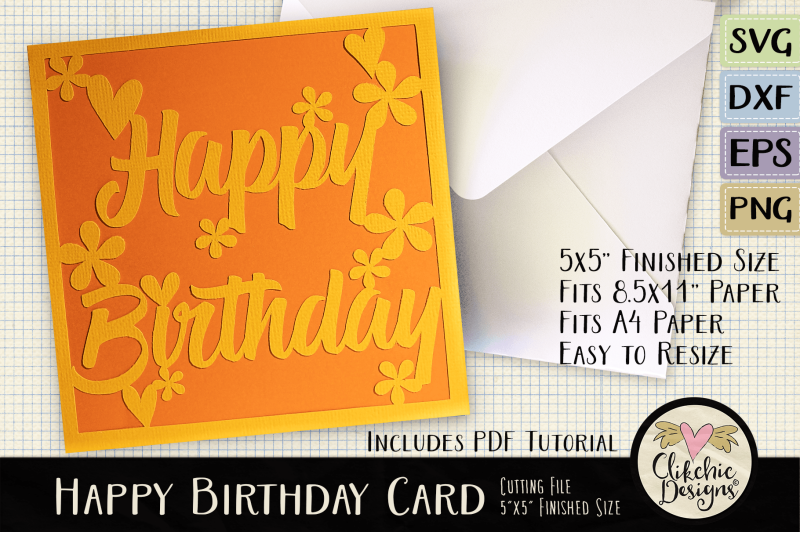 Download Floral Happy Birthday Card SVG Cutting File By Clikchic ...