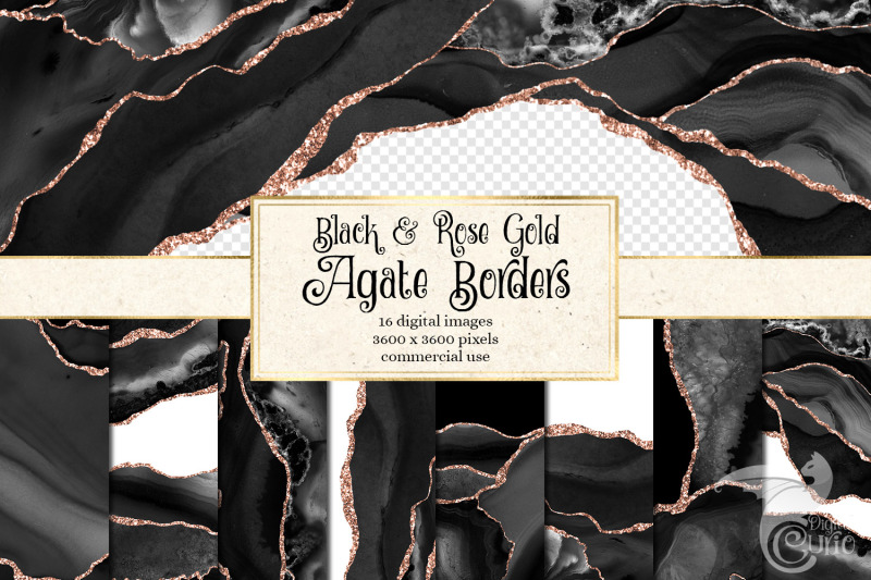 black-and-rose-gold-agate-borders