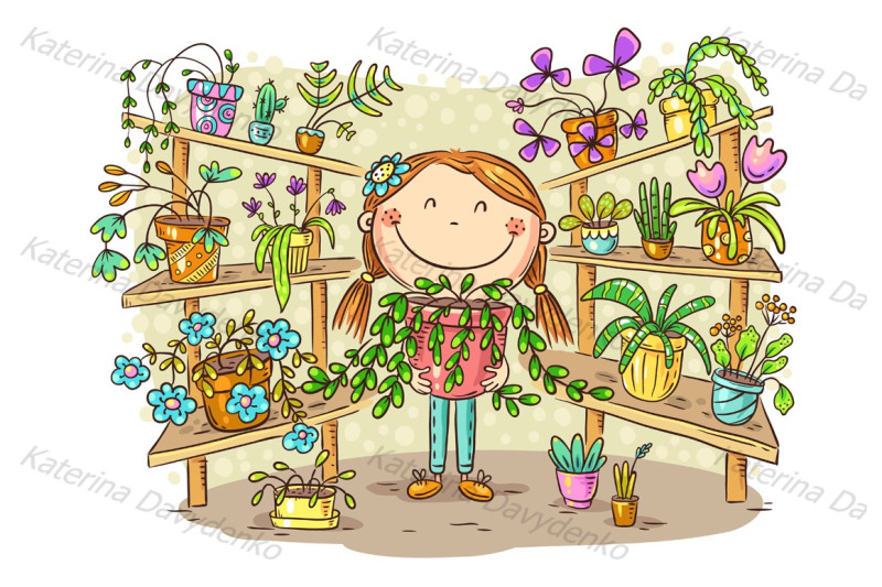 girl-in-the-greenhouse-with-her-plant-collection