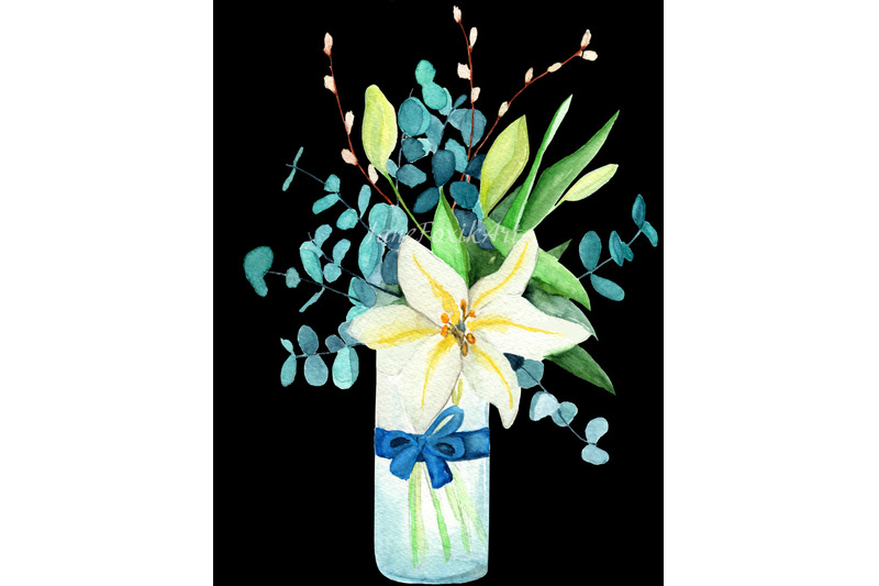 spring-bouquet-set-two-watercolor-illustration-of-flower-bouquets