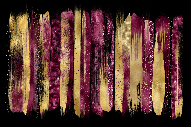 burgundy-and-gold-brush-strokes-clipart