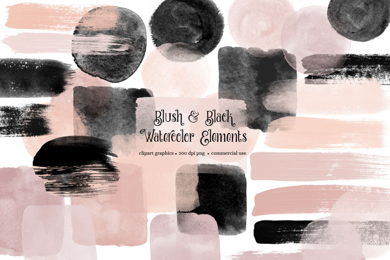 blush-and-black-watercolor-elements