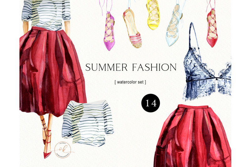 watercolor-summer-fashion-clipart-bridal-shower-clipart-red-skirt