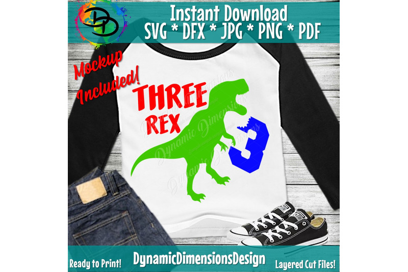 Download Three Rex SVG, Dinosaur Cut File, 3rd Birthday, T-Rex ...