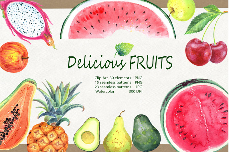watercolor-delicious-fruits-set
