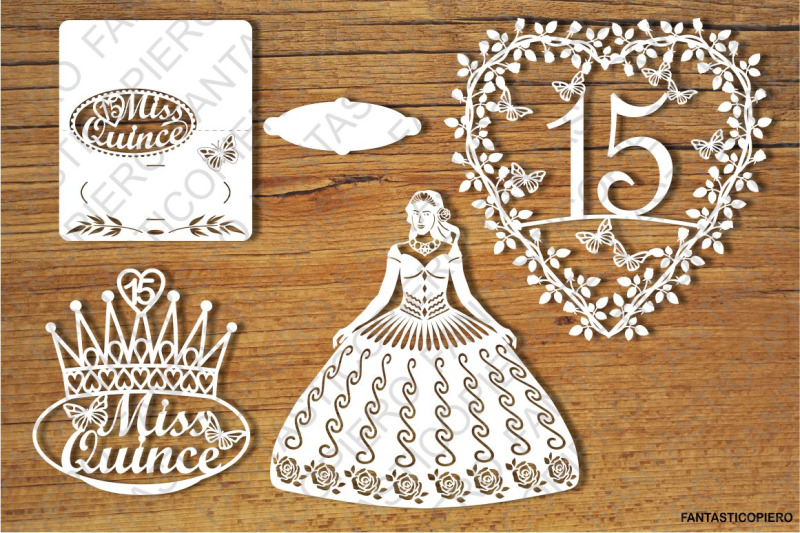 Quinceanera Set SVG files for Silhouette Cameo and Cricut. By