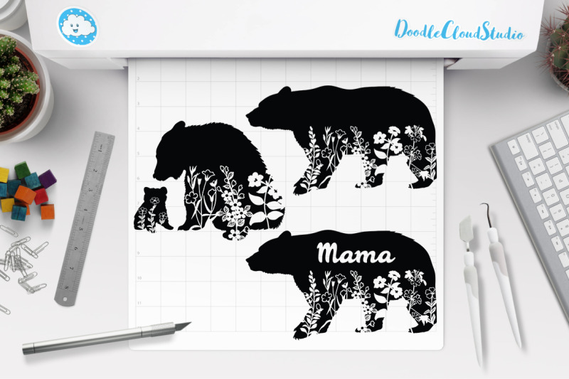 Download Floral Bear SVG, Floral Baby and Mama Bear SVG Cut Files ...