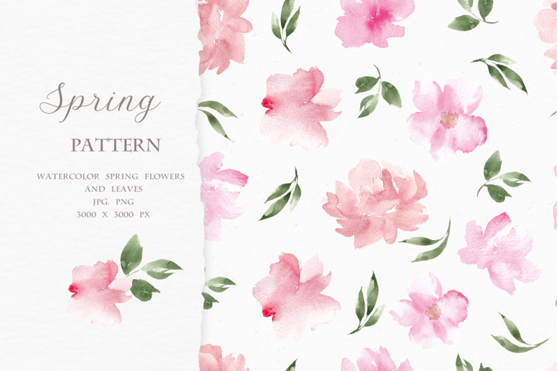 spring-pattern-watercolor-flowers-and-leaves