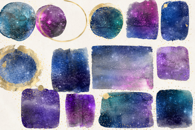 galaxy-and-gold-watercolor-elements