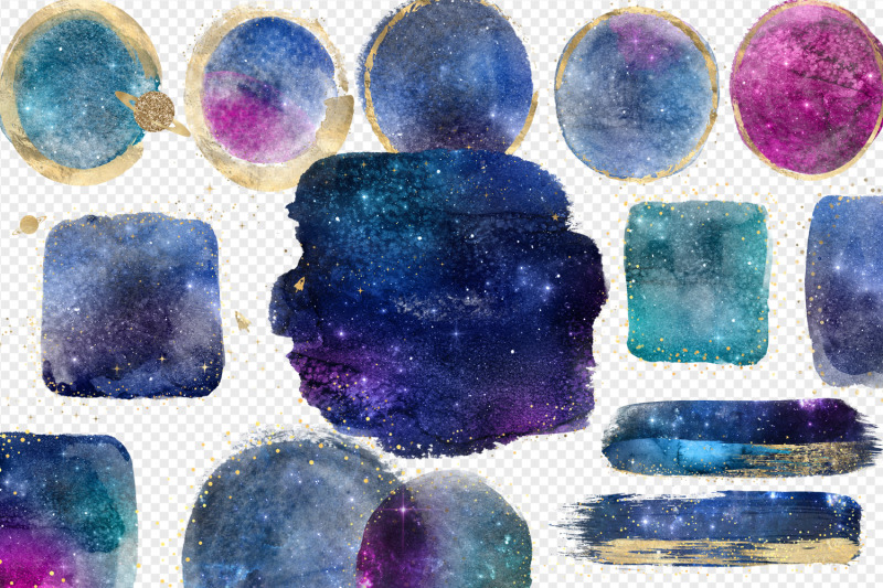 galaxy-and-gold-watercolor-elements