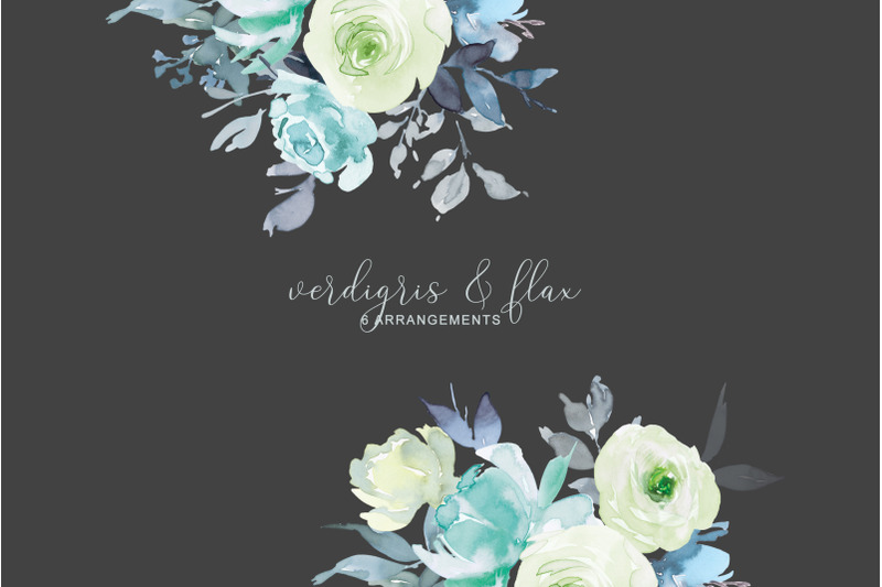 verdigris-amp-flax-floral-clipart-watercolor-collection