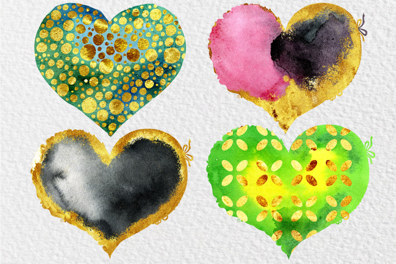 watercolor-hearts-with-gold