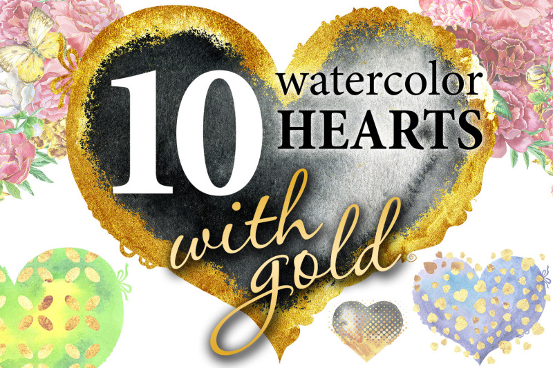 watercolor-hearts-with-gold