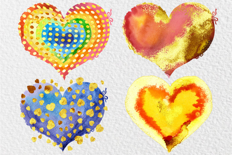 watercolor-hearts-with-gold