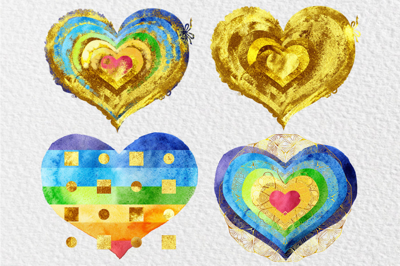 watercolor-gold-hearts-2