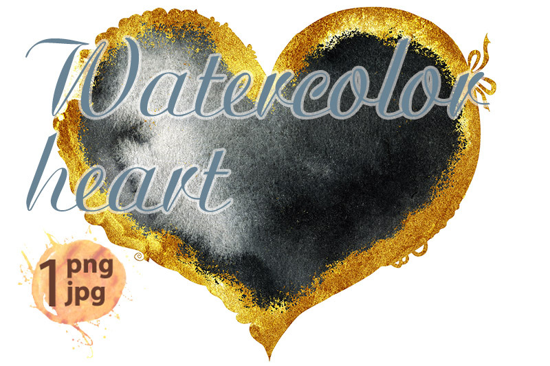 watercolor-textured-black-heart-with-gold-strokes