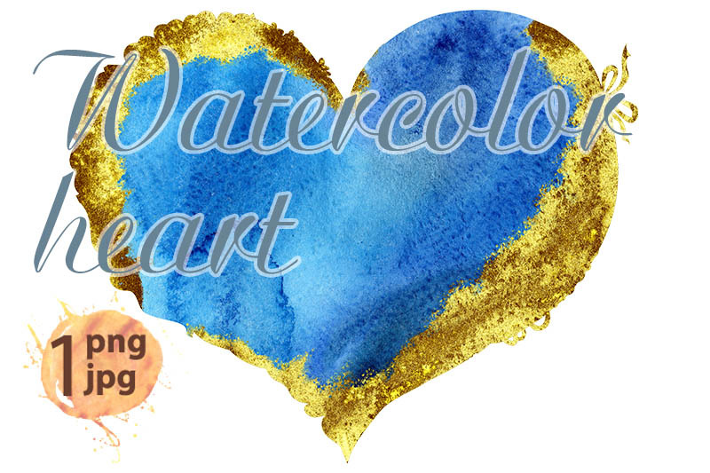 watercolor-blue-heart-with-with-gold-strokes