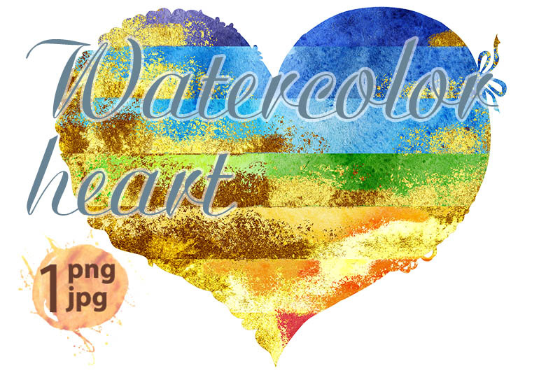 watercolor-textured-rainbow-heart-with-gold-strokes